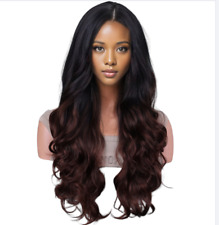 Perruque Longue  Bouclée  Cheveux Synthétiques  dégradée noire et brune