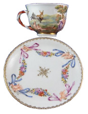 Grand Antique 19thC Richard Ginori Porcelaine Tasse & Soucoupe Porzellan Doccia