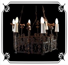French Antique Large chandelier High Period Wrought iron