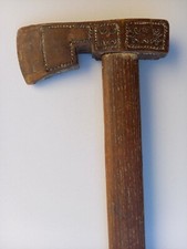 Ancienne CANNE à poignée en forme de HACHE bucheron sylviculteur - art populaire