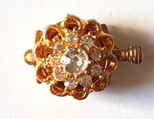 Fermoir en métal doré et cristal - collier/ bracelet de 1 rang-diamètre 1,4 cm