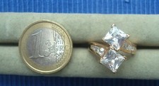 B26C Neuf Bague Plaqué Or  gros Strass CZ Diamant Lot Bijou 