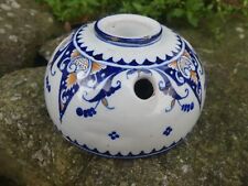 Encrier Publicitaire XIX éme faience ROUEN Malicorne 2 sauts d'émail  12cm diam