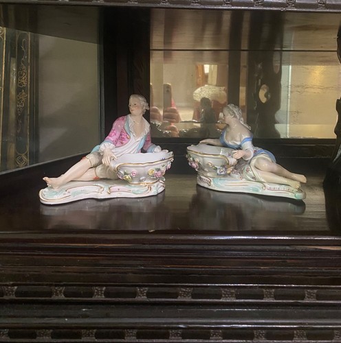 Pair meissen figural - figural, sweetmeat