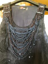 Robe de Soirée Yumi Bleu Profond avec Collier, Appliques et Sequins 40-42