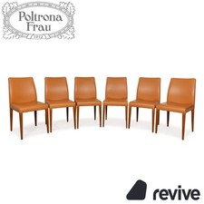 Ensemble De 6 Chaises Poltrona Frau En Cuir Orange Beige