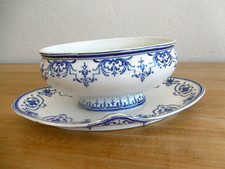 SAUCIERE FAIENCE JULES VIEILLARD BORDEAUX DECOR MOUSTIERS.