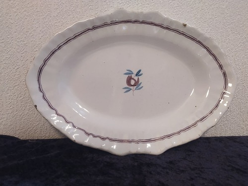 Plat ovale décor fleur - plat,