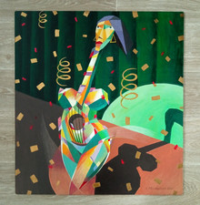 Tableau à l'Huile contemporain signé Médiantsev 2015 /femme guitare