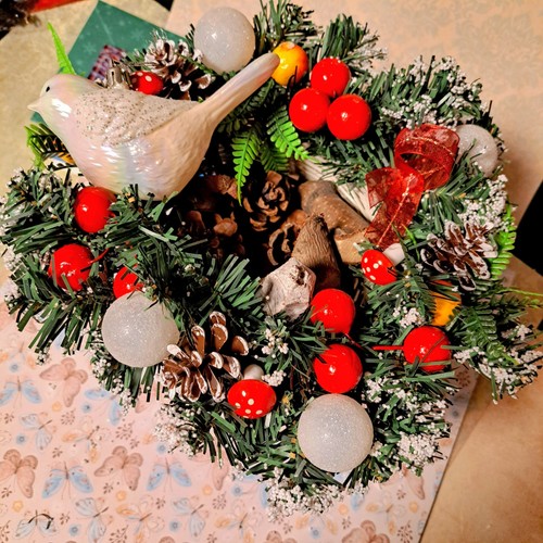 Couronne noël sur panier - de,