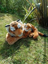 Peluche/Stuffed Animal Réaliste Maman Et Bébé Tigre 80*25cm/32"  Playkids France