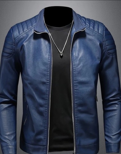Veste simili cuir homme - , bleu