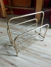 Porte Revues Ancien Années 60 Métal Doré Bout De Canapé Vintage