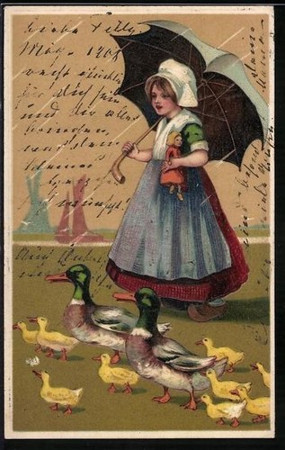 Carte postale fille avec - , une