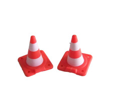 PLAYMOBIL * CHANTIER & BTP * Lot de 2 Cônes Plots de Signalisation Rayures Blanc