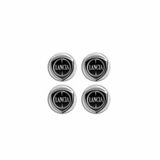 Adhésif Lancia 3D Officiel Logo Black , 9 MM, 4 Pièces