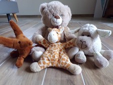 Lot de 4 peluches Animaux