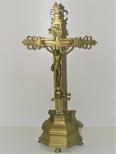 -ANCIENNE CROIX D'AUTEL BRONZE