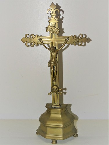 Ancienne croix autel bronze - -ancienne, d'autel