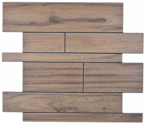 Mosaïque alu effet bois brun - alu,