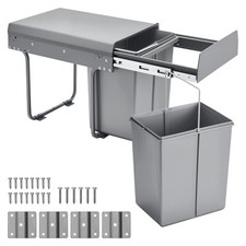 Poubelle coulissante conteneur à déchets sous armoire pour cuisine 20L x 2
