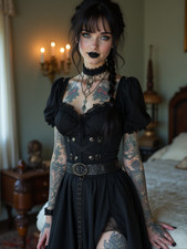 Photo 15×20 – Portrait gothique victorien – pin-up en robe noire élégante