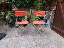 Anciennes chaises pliantes,toile et tube,camping,caravaning,années 1960