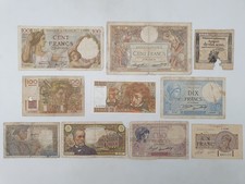 Lot 15 - 10 billets anciens français France dont 100 Francs et assignat 1792