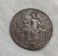 Rare France pièce de 10 Centimes Dupuis 1921 TTB-