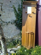 Panneau vestiaire avec 5 patères et un miroir  années 50. Vintage. 195cm X 55cm