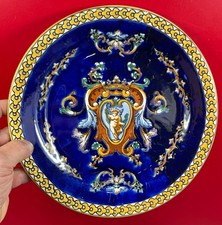 Assiette ancienne Gien décor renaissance, ange, putti... 25 cm