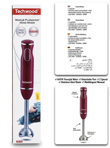 Mixeur plongeant techwood 600w - techwood,