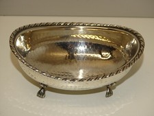 -SUPERBE PORTE SAVON VIDE POCHE ARGENT 800e ITALIE BATTUTO A MANO BAIGNOIRE D