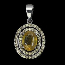 925 Argent Sterling Pendentif Ovale Jaune Saphir 8x6mm Pierre Précieuse Bijoux