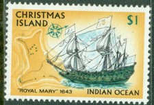 Christmas Island 1972 Ship vessel  ROYAL MARY 1643    East India Company   MNH
