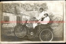 Side-Car Ancien 1900-1920 : Carte Postale Moto Postcard Motorcycle #0618