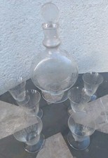 Service liqueur verres cristal Baccarat Michelangelo décor arabesques crystal