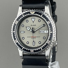 Montre de plongée homme SEIKO ALBA vintage 34 mm pile neuve bracelet...