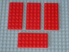 4 x LEGO Red plate 4 x 8 ref