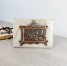 Plaque religieuse à poser sur table en marbre & cuivre La Cène Leonard da Vinci
