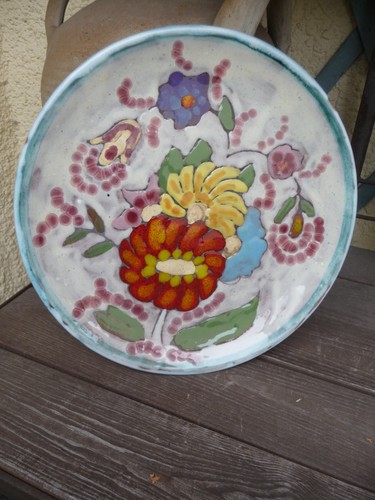 Assiette céramique fleurs - assiette,