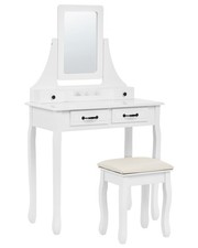 Coiffeuse Décorative Glamour à 4 Tiroirs avec Miroir et Tabouret Blanche Rayon