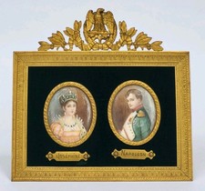 RARE sublime PAIRE DE MINIATURES XIXe Portraits JOSEPHINE et NAPOLEON 1ER signés
