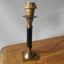 Ancien Pied De Lampe Laiton Doré Et Noir