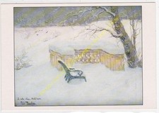 CP TABLEAU ART FRITZ THAULOW Le banc sous la neige