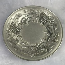 Assiette coupelle vide poche 97% étain décor blé et raisin en relief Diam. ~20cm