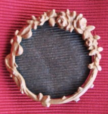 BROCHE PORTE-PHOTO ROMANTIQUE 1900 plaqué OR GUIRLANDE de ROSES verre plat