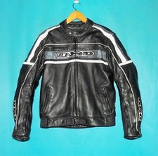 blouson de moto DMP en cuir noir avec protections taille S