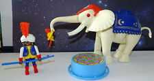 PLAYMOBIL EXCEPTIONNEL ELEPHANT BLANC AVEC CORNAC ET ACCESSOIRES CIRQUE REF 3809