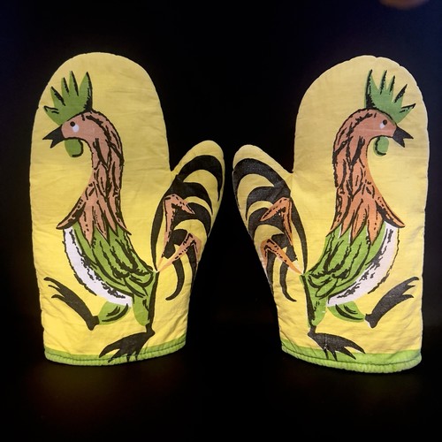 Vtg 70s rooster oven mitts - vtg,